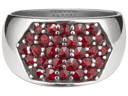 Silver ring with czech garnet, rhodium plated                                                       