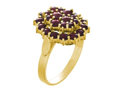 Silver ring with czech garnet, gold plated - oval                                                   