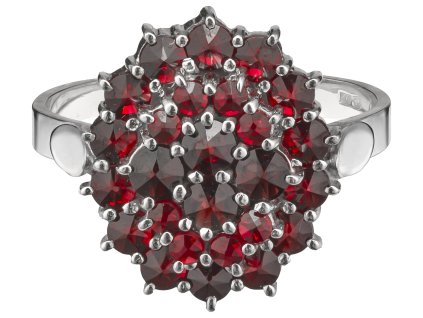 Silver ring with czech garnet, rhodium plated - oval                                                