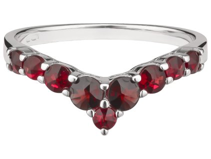 Silver ring with czech garnet, rhodium plated - tip                                                 