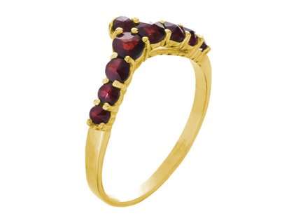 Silver ring with czech garnet, gold plated - tip                                                    
