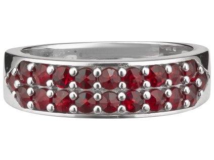 Silver ring with czech garnet, rhodium plated - line                                                