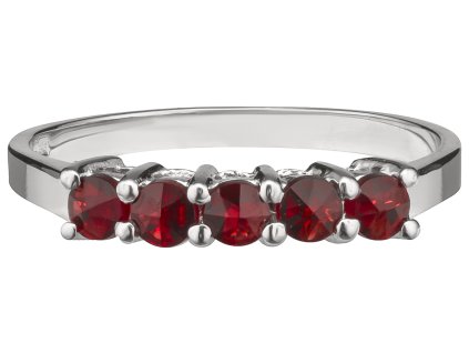 Silver ring with czech garnet, rhodium plated - line                                                
