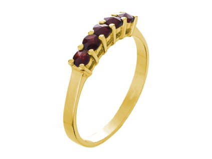 Silver ring with czech garnet, gold plated - line                                                   
