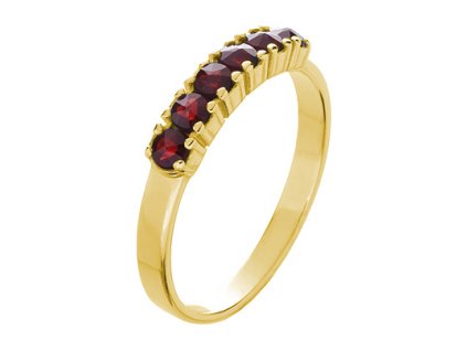 Silver ring with czech garnet, gold plated - line                                                   