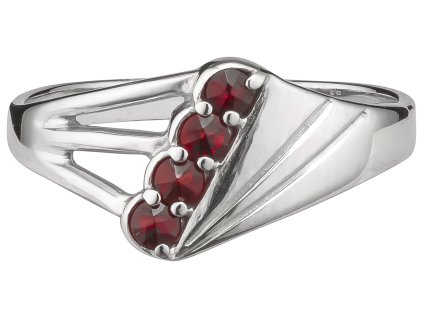 Silver ring with czech garnet, rhodium plated - tip                                                 