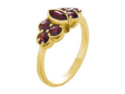 Silver ring with czech garnet, gold plated - oval                                                   