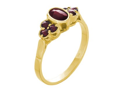 Silver ring with czech garnet, gold plated - oval                                                   