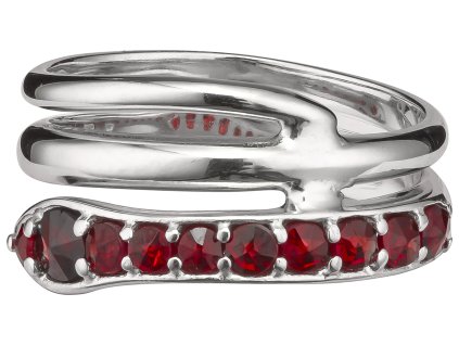 Silver ring with czech garnet, rhodium plated, animal - snake                                       