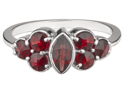 Silver ring with czech garnet, rhodium plated - oval                                                
