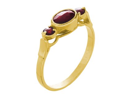 Silver ring with czech garnet, gold plated - oval                                                   