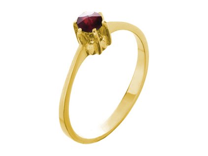 Silver ring with czech garnet, gold plated                                                          
