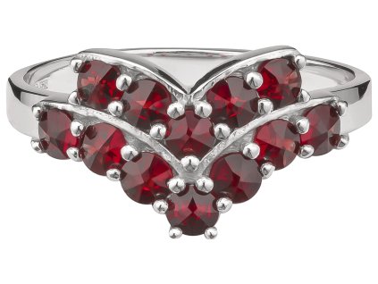 Silver ring with czech garnet, rhodium plated - tip                                                 