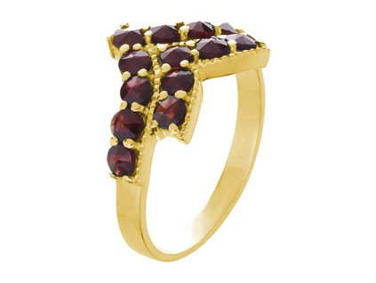 Silver ring with czech garnet, gold plated - tip                                                    