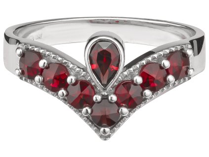 Silver ring with czech garnet, rhodium plated - tip                                                 