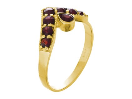 Silver ring with czech garnet, gold plated - tip                                                    