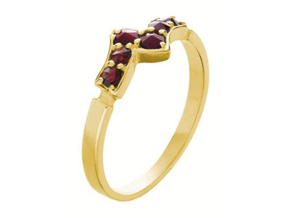 Silver ring with czech garnet, gold plated                                                          