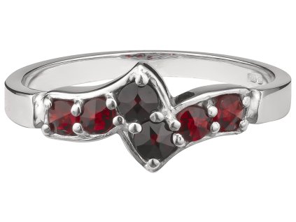 Silver ring with czech garnet, rhodium plated                                                       