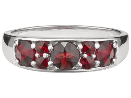 Silver ring with czech garnet, rhodium plated - line                                                