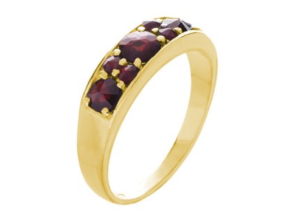 Silver ring with czech garnet, gold plated - line                                                   