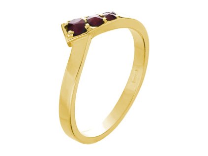 Silver ring with czech garnet, gold plated - tip                                                    