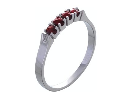 Silver ring with czech garnet, rhodium plated - line                                                