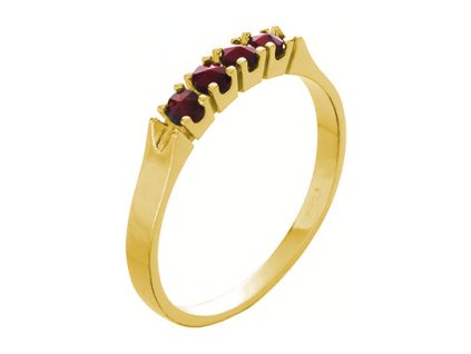 Silver ring with czech garnet, gold plated - line                                                   