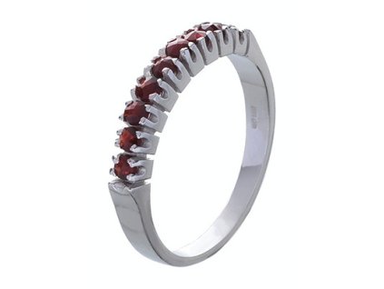 Silver ring with czech garnet, rhodium plated - line                                                