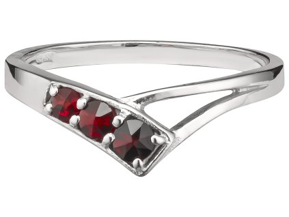 Silver ring with czech garnet, rhodium plated - tip                                                 