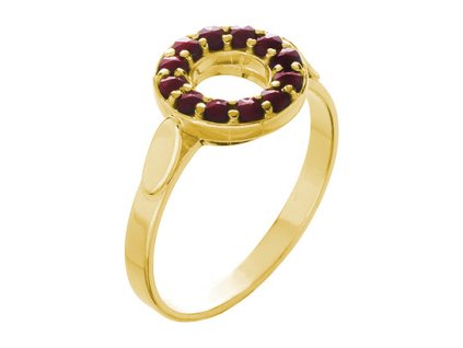 Silver ring with czech garnet, gold plated - circle                                                 
