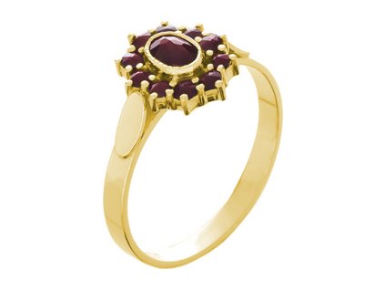 Silver ring with czech garnet, gold plated - oval                                                   