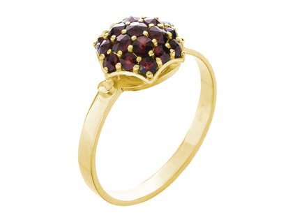 Silver ring with czech garnet, gold plated - raspberry                                              