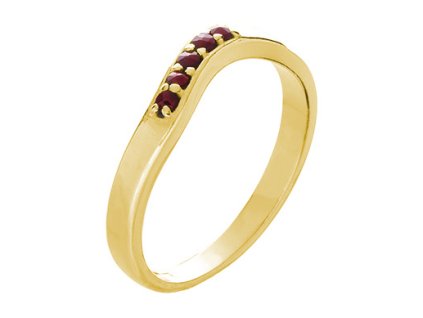 Silver ring with czech garnet, gold plated - wave                                                   