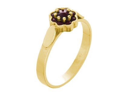 Silver ring with czech garnet, gold plated - flower                                                 