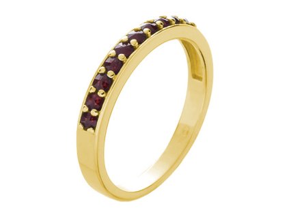 Silver ring with czech garnet, gold plated - line                                                   