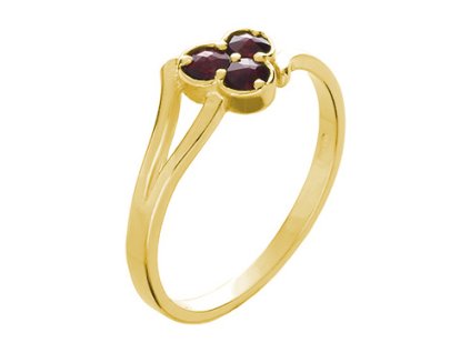 Silver ring with czech garnet, gold plated                                                          