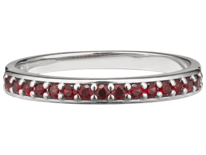 Silver ring with czech garnet, rhodium plated - line                                                