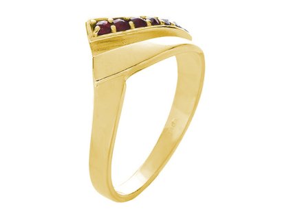 Silver ring with czech garnet, gold plated - tip                                                    