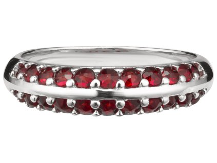 Silver ring with czech garnet, rhodium plated - line                                                