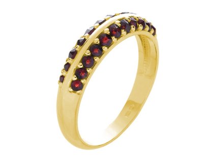 Silver ring with czech garnet, gold plated - line                                                   
