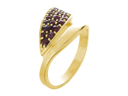 Silver ring with czech garnet, gold plated - tip                                                    