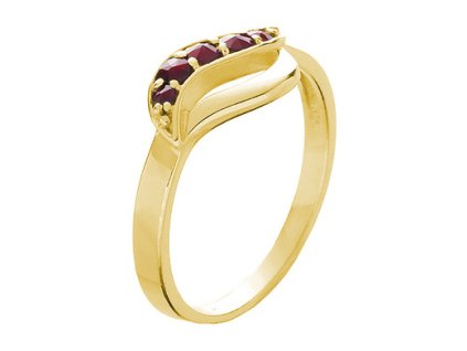 Silver ring with czech garnet, gold plated - wave                                                   