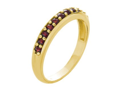 Silver ring with czech garnet, gold plated - line                                                   