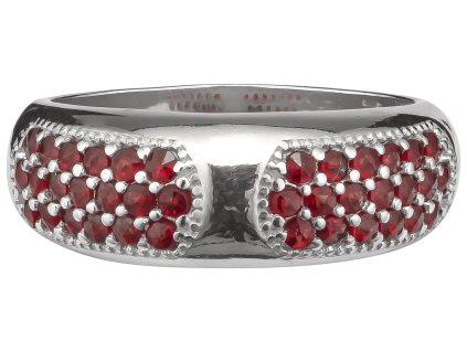 Silver ring with czech garnet, rhodium plated - line                                                