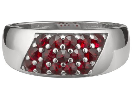 Silver ring with czech garnet, rhodium plated                                                       