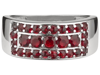 Silver ring with czech garnet, rhodium plated - line                                                