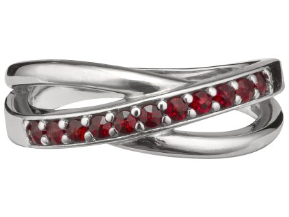 Silver ring with czech garnet, rhodium plated - line                                                