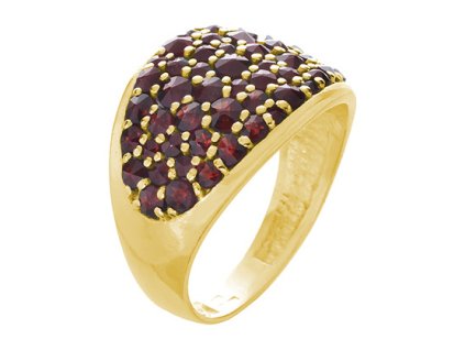 Silver ring with czech garnet, gold plated                                                          