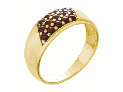 Silver ring with czech garnet, gold plated                                                          