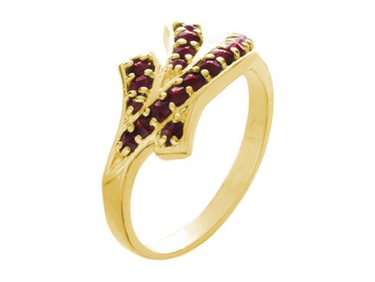 Silver ring with czech garnet, gold plated                                                          